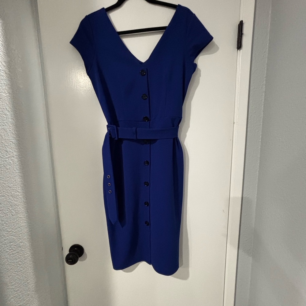 Express Royal Blue Midi Dress with Buttons